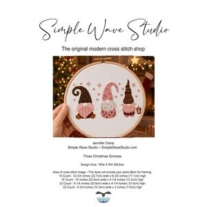 Three Christmas Gnomes Modern Cross Stitch Pattern Digital